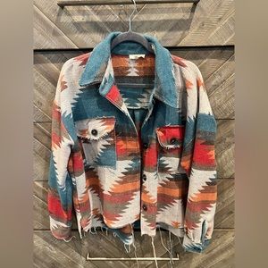 Aztec style distressed jacket